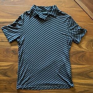 Emporio Armani Black and Gray Patterned Polo